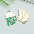 Green St. Patrick's Day beer mug charm with shamrock detail and golden textured back - St. Patrick's Day Clover Mug (21829)