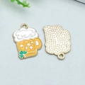 Orange beer mug charm with white foam and green clover for DIY jewelry making - St. Patrick's Day Clover Mug (21830)