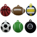 Set of 6 PVC sports ball charms including basketball, soccer, and tennis for DIY jewelry - Mixed 6 Sports Ball Styles