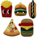 Set van 5 PVC-bedeltjes in fastfood-stijl met hamburger friet en pizza voor doe-het-zelf sieraden - Gemengde Set van 5 Plastic Fastfood-series