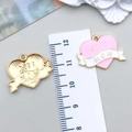 Pink heart enamel 'BEST MOM' charm in gold plating for DIY jewelry making - 22*17mm / KC Gold Pink Enamel Heart