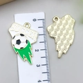 Green flame soccer enamel pendant charm for jewelry making measured with a ruler - Green Enamel Soccer - Flame Pattern (22944) / 25x23mm