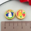 Enamel rabbit and pagoda charm pendants with gold edges for DIY jewelry making - Red and Blue Enamel Rabbit (22487)