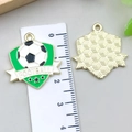 Green shield-shaped football enamel pendant for DIY necklaces with golden back finish - Green Enamel Soccer - Shield FOOTBALL (22946) / 25x24mm