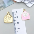 Pink heart envelope charm for Mother's Day necklace with I Love U Mom engraving - KC Gold Pink Enamel Envelope / 20*15mm