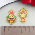Colorful enamel Chinese style God of Wealth charms in alloy for DIY jewelry 21x16mm - Red and Green Enamel Rabbit Lord (22525)
