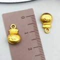 Golden alloy Ruyi blessing bag charms with Fu character and 1.2cm size reference - Matte Gold Fortune Bag Small (22563)