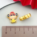 Cartoon Caishen God of Wealth charm with enamel finish and 'Ji' character for DIY jewelry - Red Enamel Fortune God (22666)
