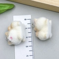 Detailed view of mini flocked dog charms with ruler showing 30mm height for DIY jewelry - White Brown Yellow Flocked Dog (23140) / 24*20MM