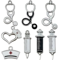 DIY medical jewelry pendants set with stethoscope, nurse hat and syringe charms - Medical Series Mixed Style (SN1229)
