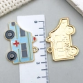Detailed front and back view of 30mm light blue enamel ambulance charms for DIY jewelry - Blue Enamel Ambulance