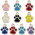 Set of 10 colorful enamel cat paw charms in gold alloy for DIY jewelry and necklaces - Multicolor (KC Gold)