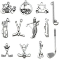 Set of antique silver golf themed alloy pendants for DIY bracelets and necklaces - Full Theme Collection (SN1232) / Antique Silver