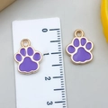 Purple enamel animal cat paw charm pendant for DIY bracelets and jewelry with scale reference - Purple (KC Gold)