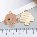 Detail bunter Emaille-Huskys mit Vorder- und Rückseite für DIY-Schmuckherstellung - Brown Oil Dripping Teddy Dog