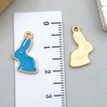 Cute sky blue enamel rabbit charms in alloy with gold plating for DIY jewelry making - 10*17mm / Lake Blue Enamel Rabbit (9946)