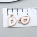 White enamel letter D alloy charm pendant for DIY bracelets and jewelry making - Letter D