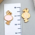 Pink enamel candy charm in gold-plated alloy, size shown with ruler for DIY jewelry - 10*17mm / Pink Enamel Rabbit (11045)
