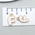 Golden letter F pendant with white enamel finish for DIY jewelry making 12mm size - Letter F
