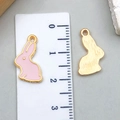 Pink enamel rabbit and gold moon alloy charm for DIY jewelry bracelets and necklaces - 10*17mm / Pink Enamel Rabbit Style (11892)