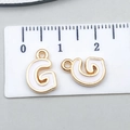 Golden alloy letter G pendant with white enamel for DIY jewelry making 1.5cm - Letter G