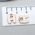 White enamel letter H charm with gold plating for custom DIY jewelry making - Letter H