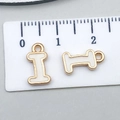 Golden alloy serif letter I pendant with white enamel finish for DIY jewelry - Letter I