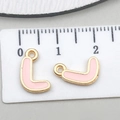 Ciondolo in smalto rosa a forma di L placcato oro con scala di misura per DIY - Lettera L