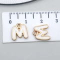 White enamel letter M charm with gold metal frame for DIY jewelry making and necklaces - Letter M