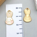 Cute white and pink enamel rabbit charm with gold backing and measuring scale detail - 17*9mm / White Enamel Rabbit Charm (23162)