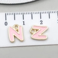 Ciondoli lettere N e Z in smalto rosa e finitura dorata per creazione di gioielli fai da te - Lettera N