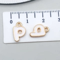 White enamel letter P alphabet charm with gold plating for DIY jewelry projects - Letter P