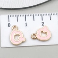 Ciondolo a forma di orso in smalto rosa e lega dorata, accessorio fai-da-te 1,5cm - Lettera Q