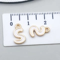 Letter S white enamel pendant with gold plating on a measuring ruler for DIY jewelry - Letter S