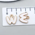 White enamel letter W alphabet charm in gold alloy for DIY jewelry making with ruler - Letter W