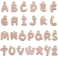 Pink enamel 26 English letter pendants with gold alloy base for DIY jewelry making - Mixed 26-Piece Double-Sided Enamel Pink Alphabet Set (SN1360)