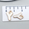 Golden letter Y pendant with white enamel finish and small top ring for jewelry making - Letter Y