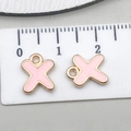 Ciondolo a lettera X in smalto rosa con lega dorata per creazione gioielli fai da te - Lettera X