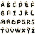 Set of 26 black enamel alloy capital A-Z letter pendants for DIY jewelry making - Mixed 26-Piece Double-Sided Enamel Black Alphabet Set (SN1359)