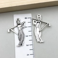 Vintage silver finish golf player pendant for DIY jewelry making accessories - Golf Athlete Pose (22914) / Antique Silver