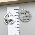 Silver golf player charm featuring an 18th hole green design for DIY jewelry making - Golf Hole Flag (23150) / Antique Silver
