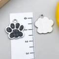 Silver-plated alloy cat paw pendant charm with black enamel and silver glitter finish - Black