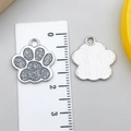 Silver alloy cat paw charm with grey glitter enamel finish for DIY jewelry making - White