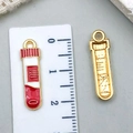 Enamel test tube pendant in red and white finish with size measurement guide - Red Enamel Test Tube