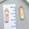 Pink and white enamel test tube alloy charm for DIY jewelry making, 2.7 cm size - Pink Enamel Test Tube