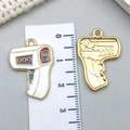 Enamel alloy infrared thermometer charms in gold and white finish with 3cm measurement - White Enamel Thermometer