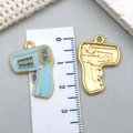 Thermometer shaped alloy charms in light blue enamel and gold finish for DIY crafts - Blue Enamel Thermometer