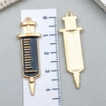 DIY black enamel syringe pendant in gold-tone alloy with measurement markings - Black Enamel Syringe