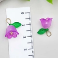 Macro detail of purple acrylic lily of the valley flower charm with ruler for size measurement - Purple (22368)
