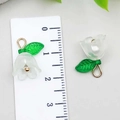 Detailed size measurement of acrylic lily of the valley flower pendants with pearls - White (22369)